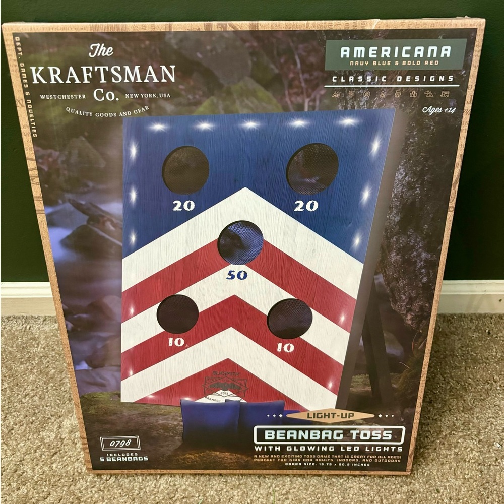 The KRAFTSMAN Co. Americana Cornhole/Beanbag Toss with Glowing LED LIGHTS
